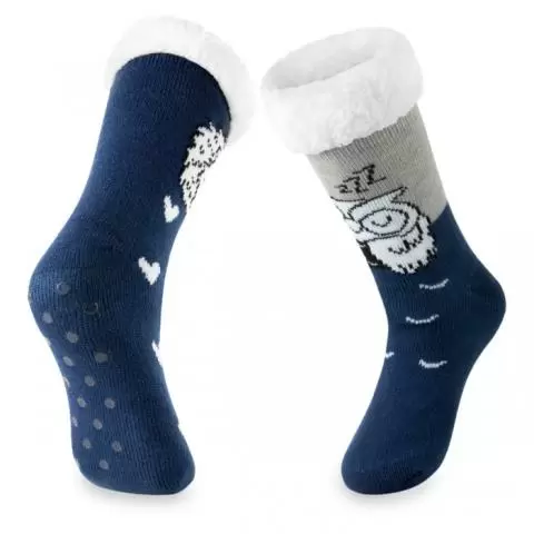 Slipper Socks Fleece Lined Bed Socks for Women Men Fluffy Socks in