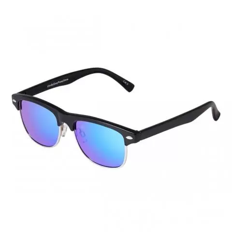 Black Frame Ice Blue Lenses Childrens Sunglasses Round Half Frame Kids Glasses UV400 Retro Classic Boys Girl Suitable for Ages 3 to 8 Years