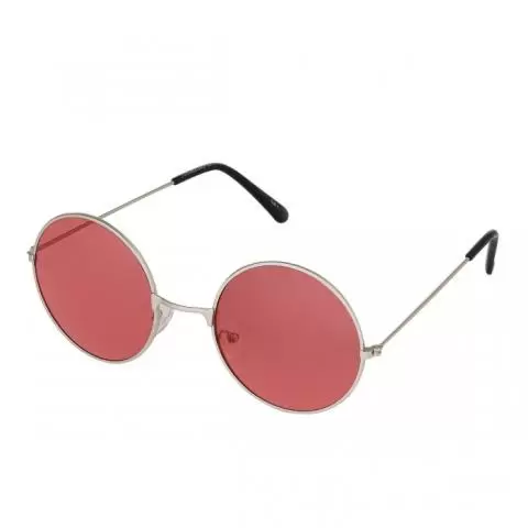 Ultra Silver Frame with Red Lenses Adults Retro Round Large John Lennon  Style Sunglasses Classic Men