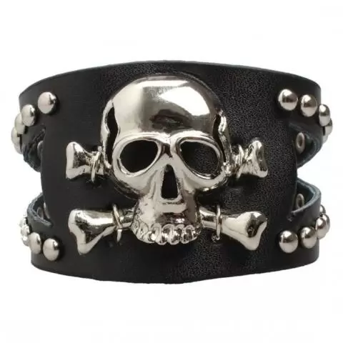 Leather Goth Steampunk Bracelet Emo Punk Cyber Wrist Cuff Men s