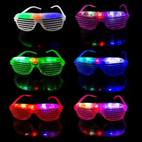Mixed Packs of 2 Flashing LED Shutter Style Glasses Glow Slotted Plastic Flashing Light Up Shades