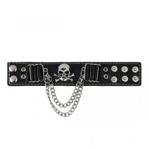 Skull with Buckles Leather Goth Steampunk Bracelet Emo Punk Cyber