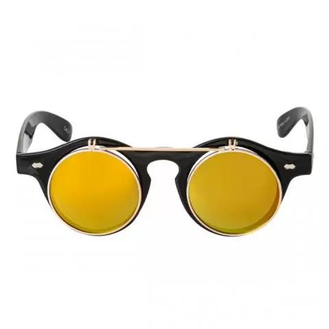 Round flip up sunglasses gold store