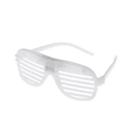 Packs of 1 to 96 White Flashing LED Shutter Style Glasses Glow Slotted Plastic Flashing Light