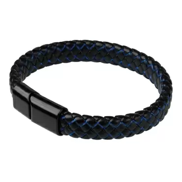 Mens black leather bracelets uk shop