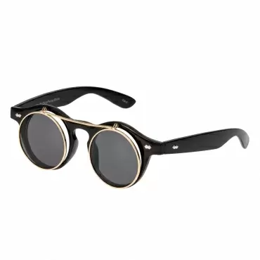 Fashion Retro Vintage Gothic Round Flip Up Sunglasses Steampunk Glasses Pop UK 