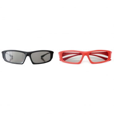Pack of 1 Red and 1 Black Adults Passive 3D Glasses in a wraparound style for Passive TVs Cinema and Projectors such as RealD Toshiba LG Panasonic