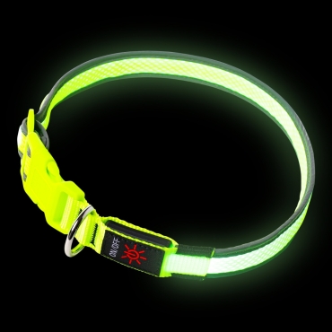 Ultra Light Up Dog Collar LED Dog Collar USB Rechargeable Light Collar Upto 10 Hours Use Per Charge 3 Settings Super Bright Waterproof Dog Light Up Collar Hi Vis Walking
