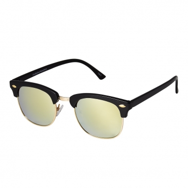 Ultra Black Frame Gold Lenses Adults Half Rim Rimmed Classic Mens Womens Sunglasses Retro UV400 Glasses