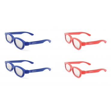4 Pairs of Passive 3D Glasses for Children 2 Blue 2 Red Universal for use with all Passive 3d Tvs Cinemas and Projectors