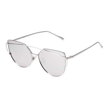 Ultra Silver with Mirrored Lenses Oversized Twin Beam Adults Womans Girls Sunglasses UV400 UVA UVB Protection