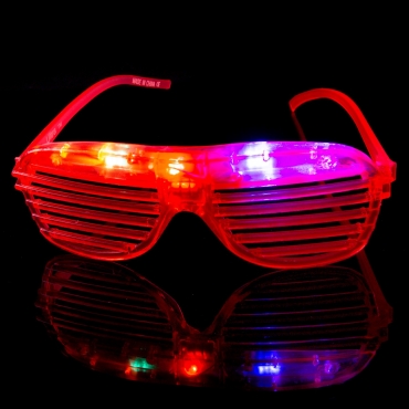 Packs of 1 to 96 Red Flashing LED Shutter Style Glasses Glow Slotted Plastic Flashing Light Up Shades Eyewear Sunglasses For Music Concerts Parties