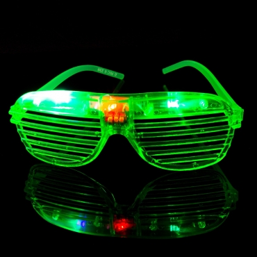 Packs of 1 to 96 Green Flashing LED Shutter Style Glasses Glow Slotted Plastic Flashing Light Up Shades Eyewear Sunglasses For Music Concerts Parties