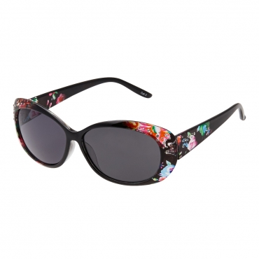 Large Black Floral Diamante Womens Oversized Fashion Sunglasses UV400 Ladies Large Frames Retro Classic