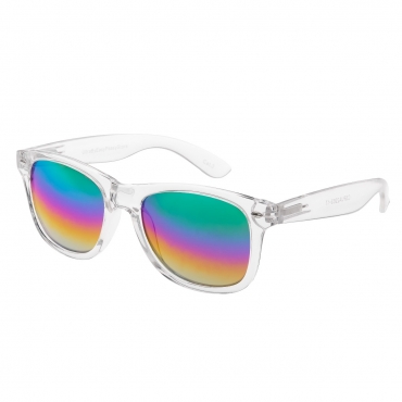 Ultra Transparent Clear with Rainbow Rush Lenses Frame Sunglasses Adults Classic Retro Sunglasses Women Man UV400 Protection Clear Glasses Rimmed