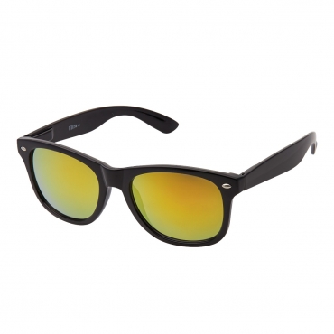 Ultra Adults Retro Classic Style Sunglasses Black Frame Gold Lenses UV400 Protection Rimmed Eyewear Mens Womens Unisex Shades