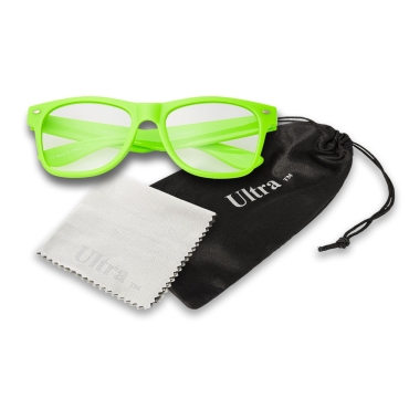 Ultra Lime Green Adults Classic Costume Fake Glasses with Clear Lenses Retro Design For Men Women For Fancy Dress Geek Look Cosplay Hipsters World Book Day Glasses Frames Clear Lens Fashion Glasses