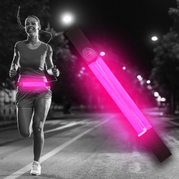 Ultra Pink LED Reflective Running Belt For Women and Men USB Rechargeable Phone Holders Waist Bag Waterproof Pouch Fanny Pack High Visilibilty for Cycling