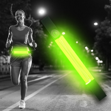 Ultra Green LED Reflective Running Belt For Women and Men USB Rechargeable Phone Holders Waist Bag Waterproof Pouch Fanny Pack High Visilibilty for Cycling