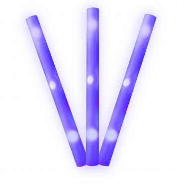 Blue LED Foam Sticks Flashing LED 18" Multi Coloured Glow in the Dark White Batons Lights Perfect for Parties Concerts New Years Eve Adult