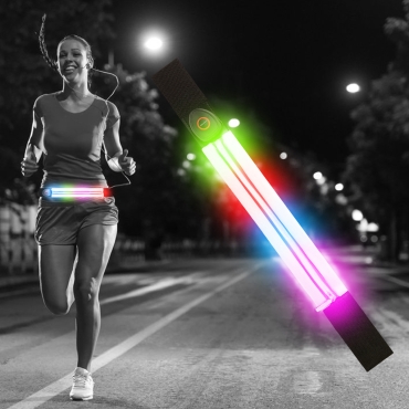 Ultra Multicolored Coloured LED Reflective Running Belt for Women and Men USB Rechargeable Running Phone Holders Waist Bag Waterproof Pouch Fanny Pack Belt Pouch High Visilibilty for Running Cycling