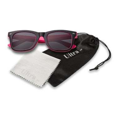 Ultra Pink and Black Childrens Kids Classic Style Sunglasses UVA UVB UV400 Classic Shades Suitable for Ages 3 to 10 Years