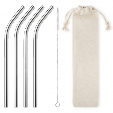Packs of 6mm Wide Curved Metal Straws Stainless Steel Metal Drinking Straws Cleaning Brush and Carry Pouch/Case Reusable Straw with Case Cocktail