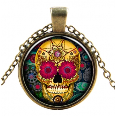 Floral Skull Style Steampunk Necklaces Classic Cyber Punk Victorian Mens Womens Jewellery Chain and Pendant Copper Vintage Cosplay