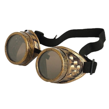 Ultra Gold with Brown Lenses Steampunk Goggles Mens Womens Cyber Glasses Victorian Punk Welding Cosplay Goggles Goth Rustic Rivet Round Eyewear Flying Goggles Fancy Dress Pilot Goggles