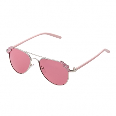 Ultra Pink Frame with Pink Lenses Butterflies Childrens Kids Pilot Style Sunglasses Boys Girls Classic UV400 Metal Shades Glasses Unisex Suitable for Ages 3 to 9 years