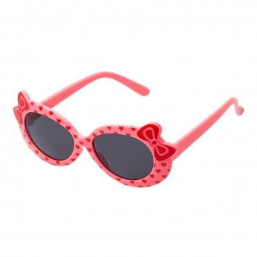 Pink Coloured Childrens Kids Girls Stylish Cute Designer Style Sunglasses High Quality with a Bow and heart Style UV400 Sunglasses Shades UVA UVB Protection Suitable for Ages 3 to 7 Years