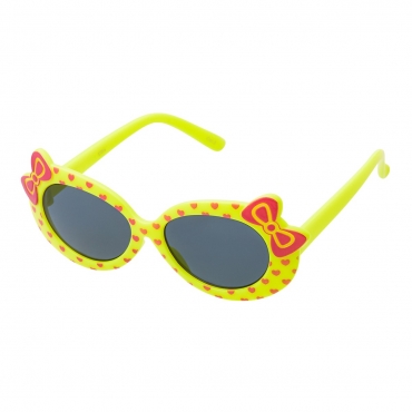 Ultra Yellow Framed Girls Sunglasses Childrens Classic Cute Retro Bow Heart Glasses Kids Kitty Summer UV400 Protection Suitable for Ages 3 to 7 years