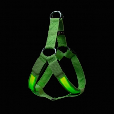 Ultra Green Centimetres LED Dog Harness Tough Nylon Bright Flashing Light Night Pet Safety Walking Visibility Easy Quick Fit 3 Modes
