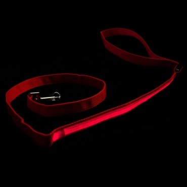 Red LED Flashing Light Up Dog Lead Nylon Walking Night Safety Glowing Illuminated Leash Hi Visibility for Training and Exercising 3 Modes