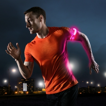 Ultra 2 Pink LED Armbands Running Lights for Runners LED Light Running Armband for Men and Women High Vis Running Accessories Walking Accessories Night Safety Reflective Cycling Biking Jogging Bands