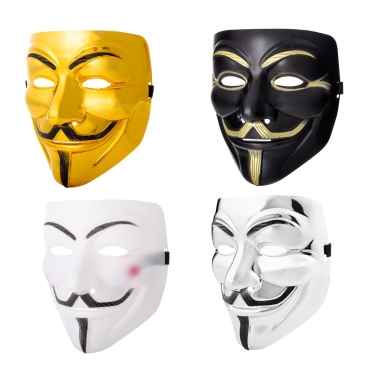 Ultra 1 White 1 Black 1 Gold 1 Silver Adults Guy Fawkes Mask Hacker Anonymous Halloween Fancy Dress Adults Kids Childrens Costume Play Anon Mask Fancy Dress Adults Kids Face Mask Costume Party