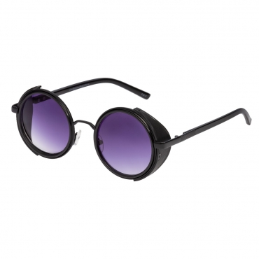 Ultra Black Frame Purple Lenses Steampunk Sunglasses Goggles Retro Women Men Round Cyber Circle Cosplay Gothic Punk Welding Glasses Vintage UV400