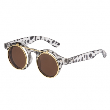 Ultra Tortoise Shell Flip Up Round Steampunk Sunglasses Classic Goggles Retro Mens Womens UV400 Cyber Gothic Circle Glasses