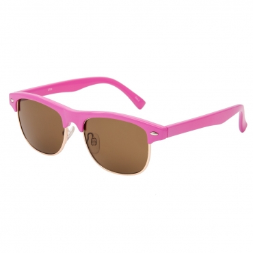 Pink Frame with Brown Lenses Childrens Round Half Frame Kids Sunglasses UV400 UVA Protection Retro Classic Boys Girls Glasses Half Rim Vintage Style Suitable for Ages 3 to 8 years