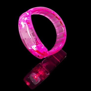 Pink Multicolour LED Flashing Bracelets Glowing Push Button Light Up Adult Children