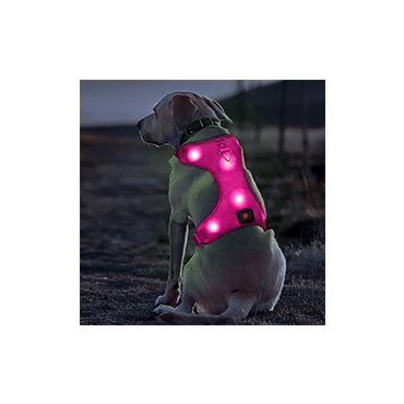Pink Harness USB Rechargeable LED Dog Harnesses Light Up Harness Anti Pull Safety Light Up Dog Harness Flashing Dog Harness