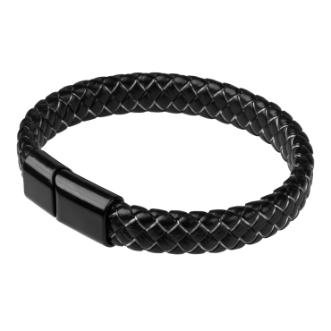 New Silver Fire Mens Leather Bracelet Magnetic Clasp Wristband Braided Bangle
