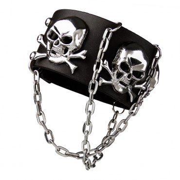 3 Skulls Black Leather Goth Steampunk Bracelet Emo Punk Cyber Wrist Cuff Mens Womens Wristbands Biker Rock Vintage Gothic Style Adult Mens Bracelets Womens Bracelet Wrist Band Cyber Goth