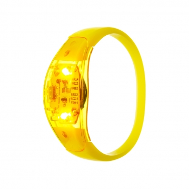 Ultra Yellow LED Sound Activated Bracelet Light Up Flashing Bracelets Adult Children