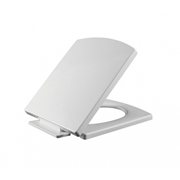 White Square Shaped Soft Close Toilet Seat Easy Instal & Quick Fixing PP Anti-Bacterial Quick Release & Slow Closing Hinges Adjustable Lid Top Fixing