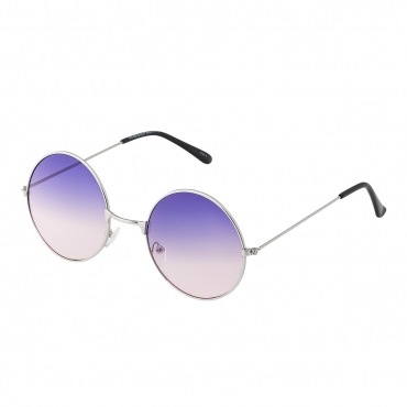 Ultra Silver Frame with Purple to Pink Lenses Large Adults Retro Round Classic Sunglasses John Lennon Style Men Women Glasses UV400