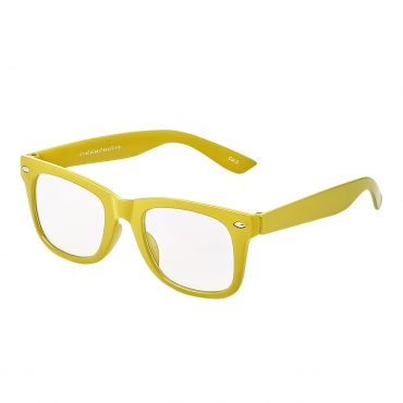 Yellow Childrens Classic Clear Lens Glasses Frames Boys Girls Kids Costume Fancy Dress World Book Day Geek Hipsters Nerds Look Style