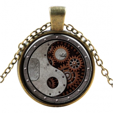 Yin and Yang Style Steampunk Necklaces Classic Cyber Punk Victorian Mens Womens Jewellery Chain and Pendant Copper Vintage Cosplay