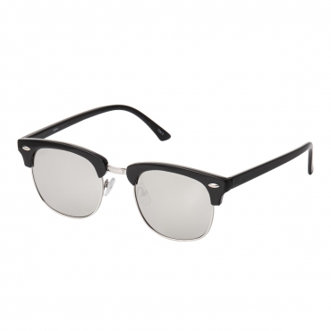 Ultra Adults Black with Silver Lenses Half Rimmed Classic Mens Womens Sunglasses Retro UV400 Rimmed Fashion Glasses Shades Eyewear Horn Rimmed Unisex