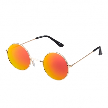 Ultra Gold Frame Burnt Orange Lenses Adults Small Retro Round Classic John Lennon Style Sunglasses Mens Women UV400 Glasses
